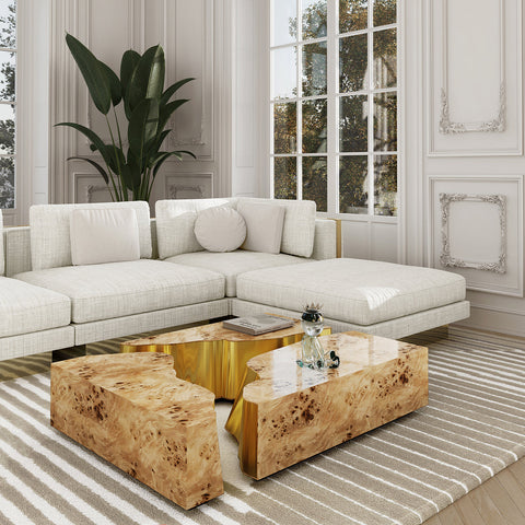 Brass Glass Sculptural Form Coffee Table Living Room
