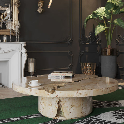 Brass Glass Gold Sculptural Form Coffee Table