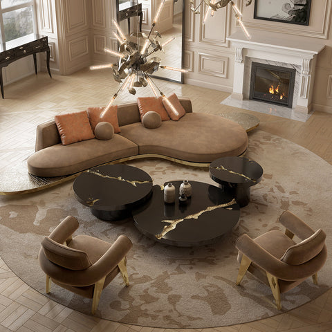 Brass Glass Gold Sculptural Form Coffee Table