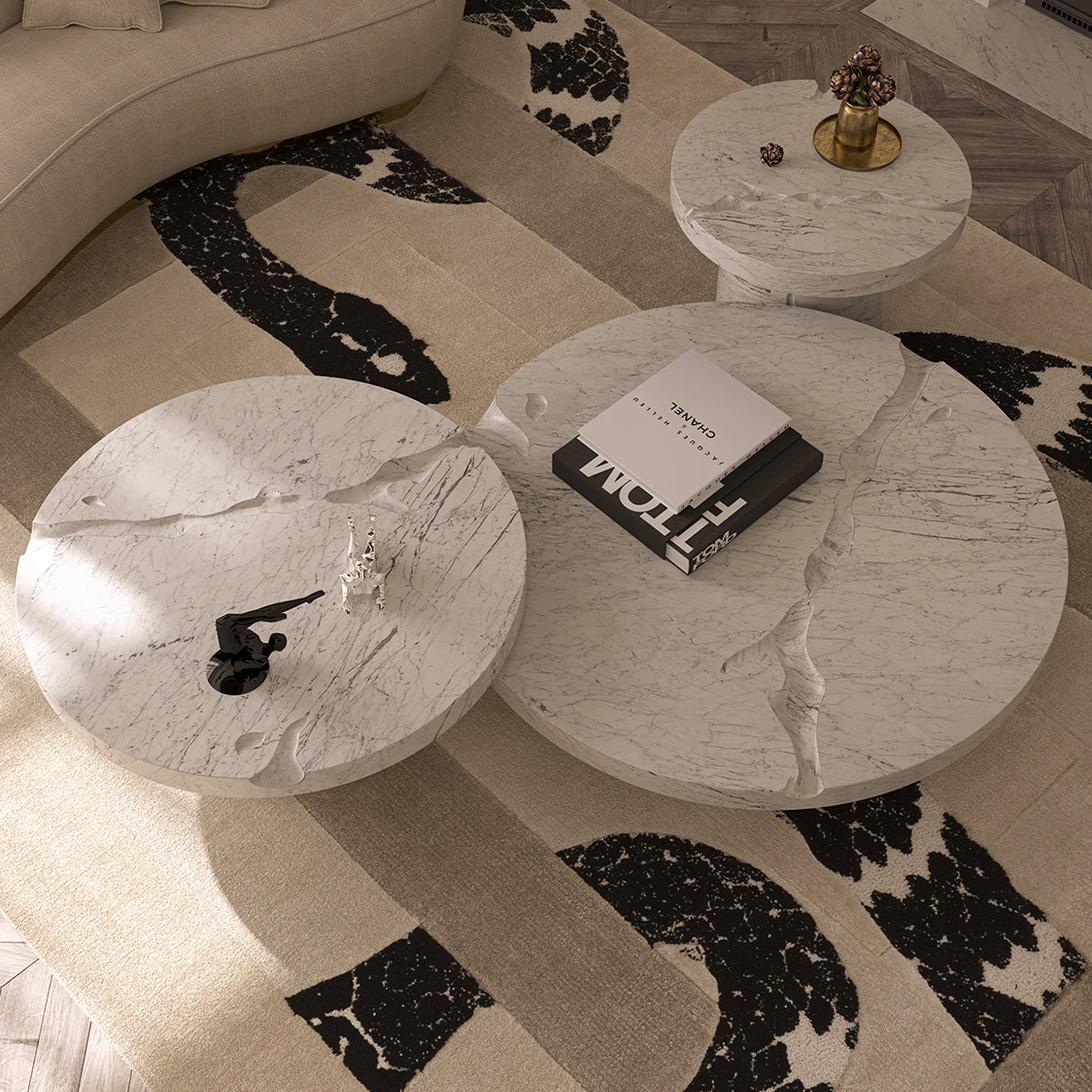 Brass Glass Gold Sculptural Form Coffee Table