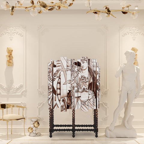Mahogany Mirrored Cabinet for Living Room