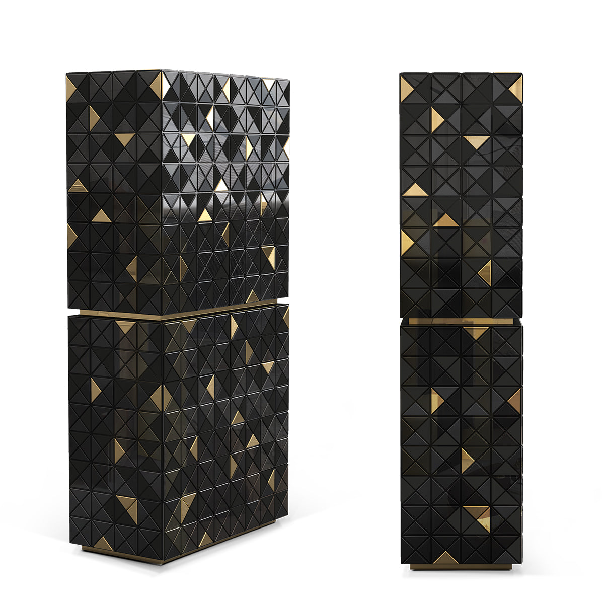 Walnut Brass Hidden Storage Display Cabinet