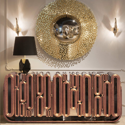 Gold Hidden Storage Sculptural Form Sideboard