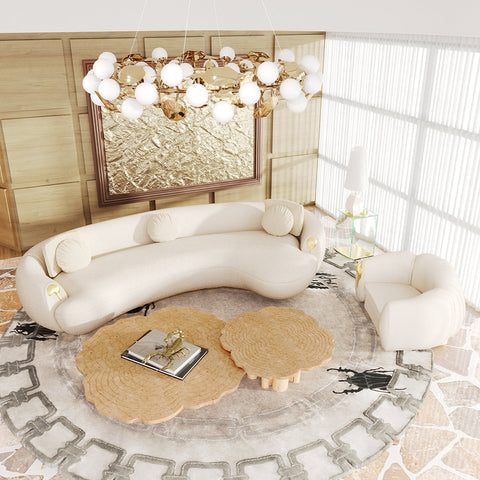 Brass Wood Sculptural Form Coffee Table