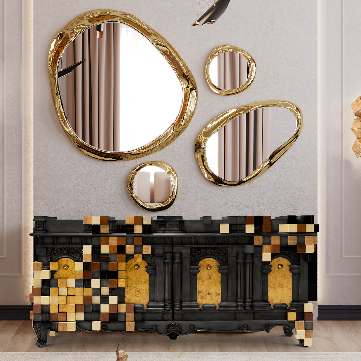 Mirrored Sideboard Buffet Cabinet
