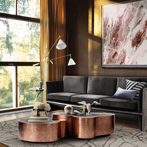 Brass Sculptural Form Coffee Table Living Room