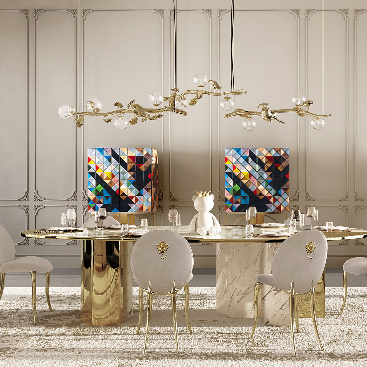Mirrored Lacquer Black Bar Cabinet