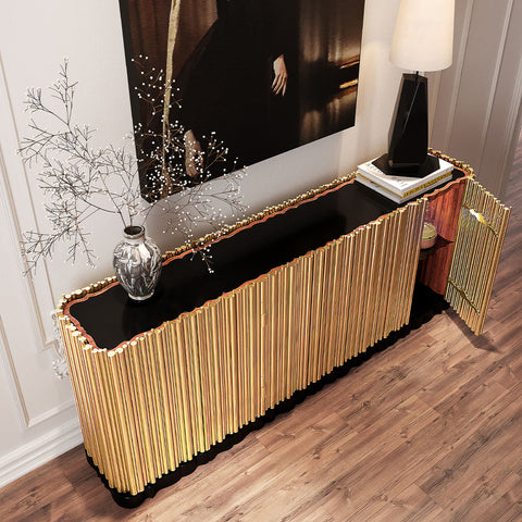Brass Hidden Storage Sculptural Form Sideboard