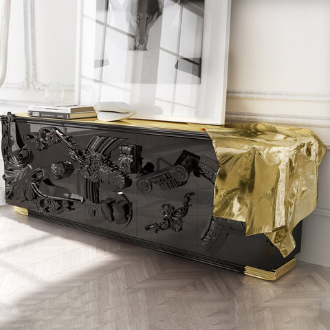 Black Sideboard Buffet Cabinet Hidden Storage