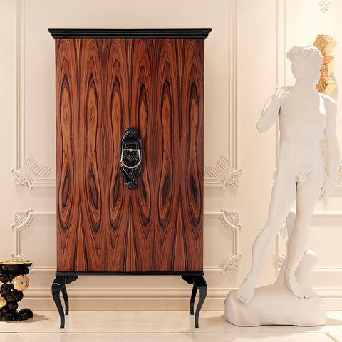 Sculptural Display Cabinet with Glass Shelves and Storage