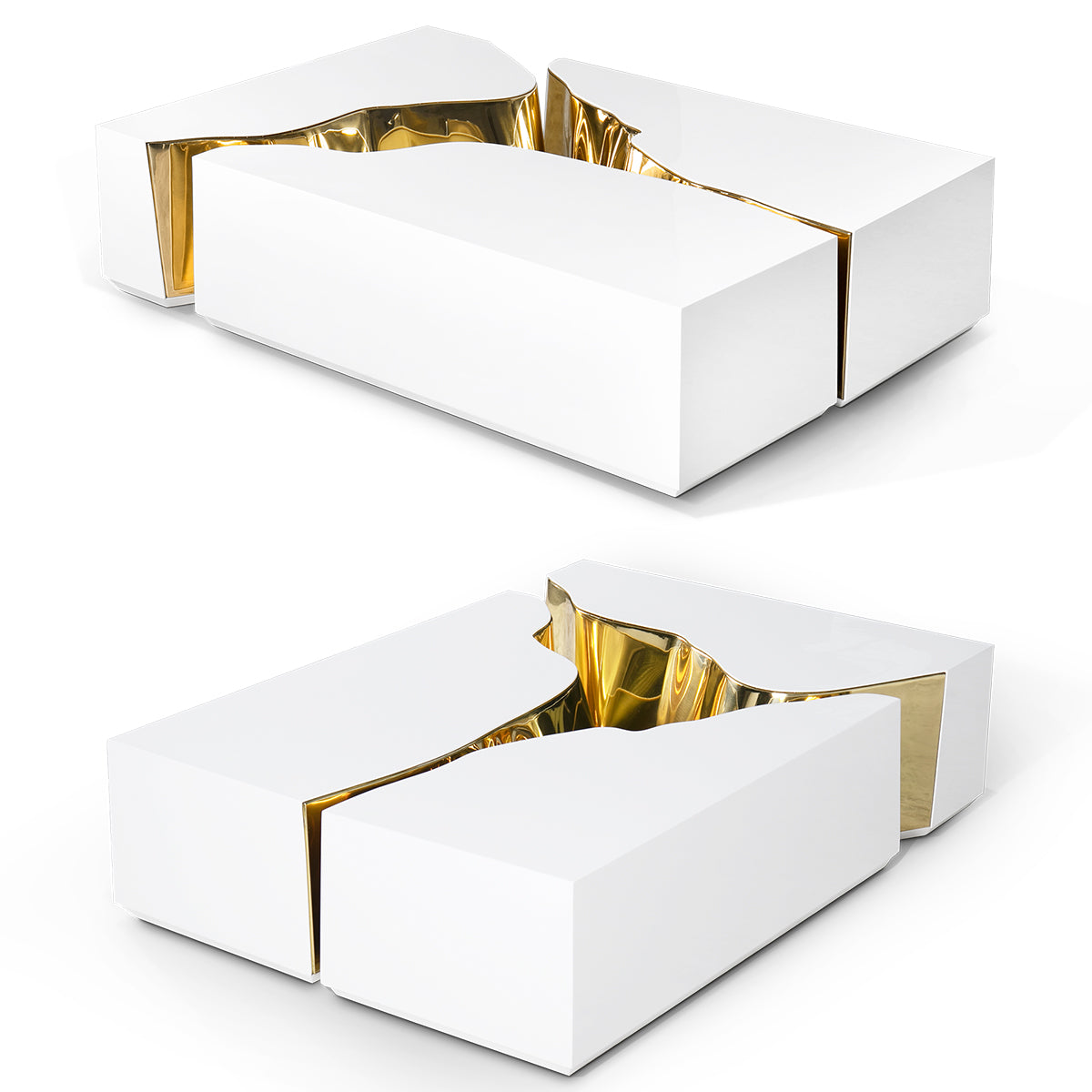 Brass Glass Sculptural Form Coffee Table Living Room