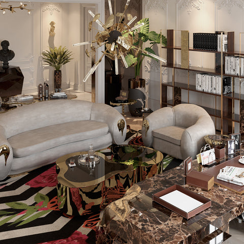 Brass Sculptural Form Coffee Table Living Room