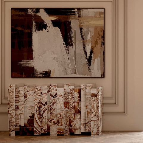 Hand-Painted Tile Sideboard Cabinet