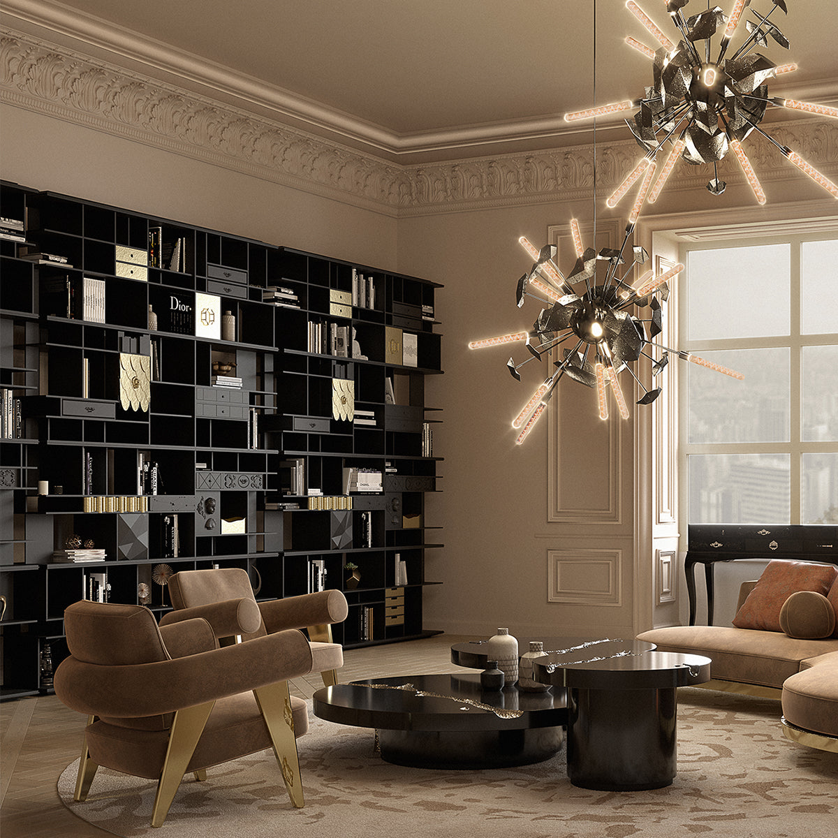 Brass Glass Hidden Storage Display Cabinet