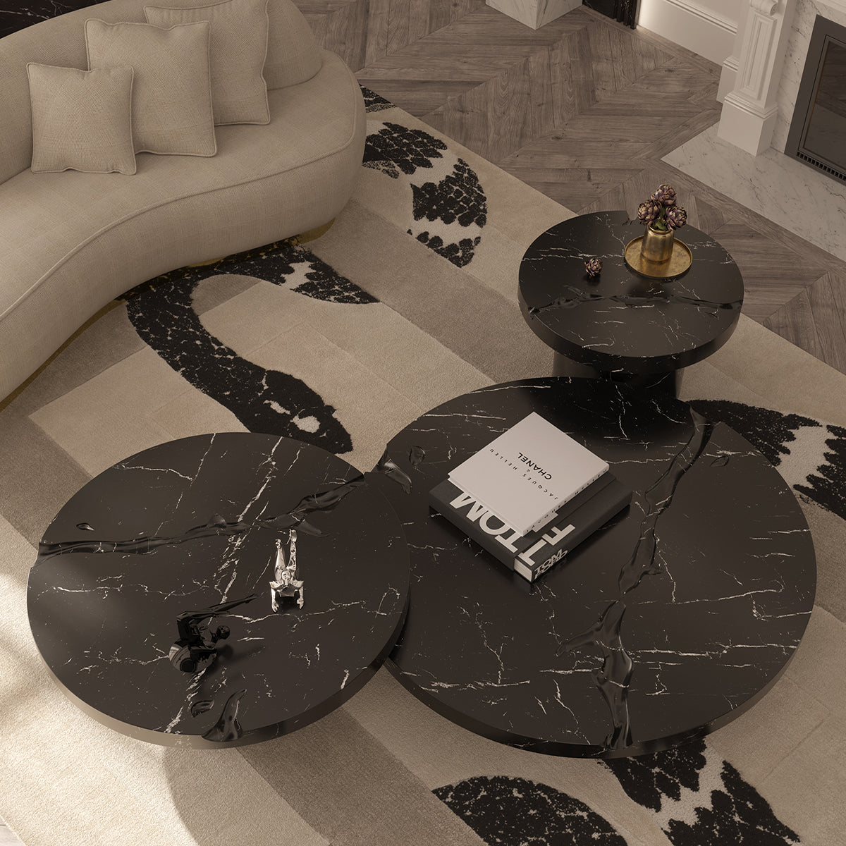 Brass Glass Gold Sculptural Form Coffee Table