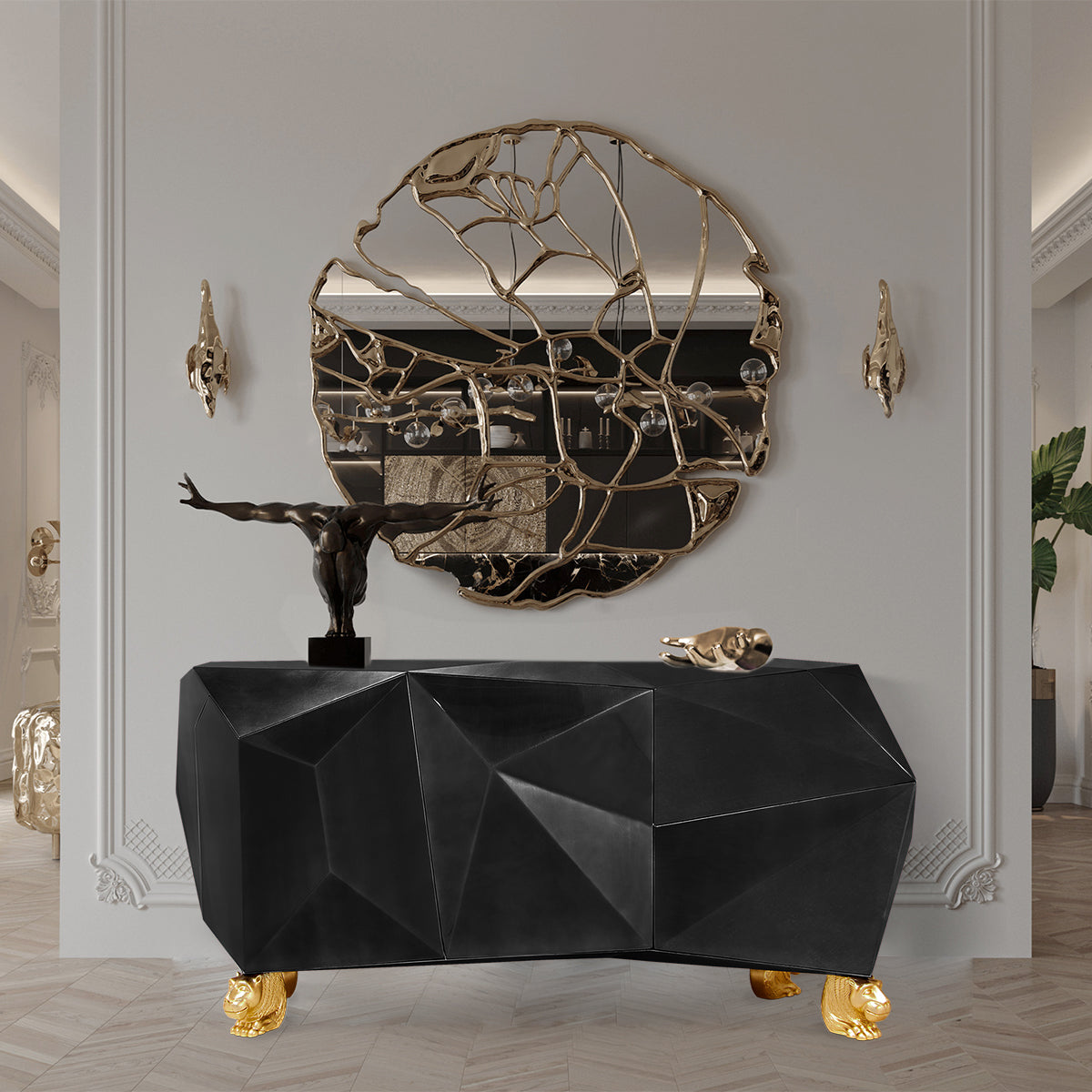 Diamond-Inspired Sideboard Cabinet