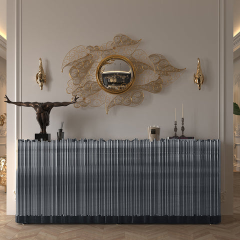 Brass Hidden Storage Sculptural Form Sideboard