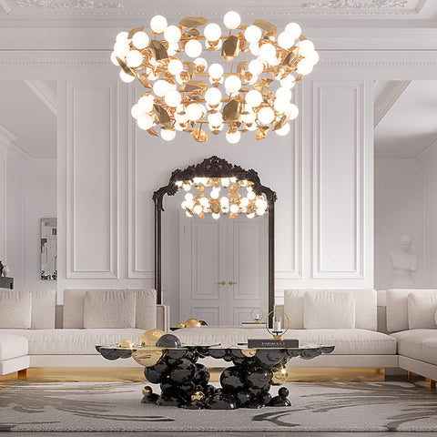 Brass Glass Black Sculptural Form Coffee Table
