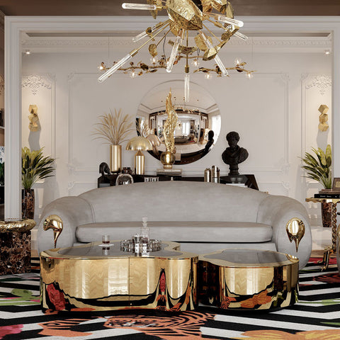 Brass Sculptural Form Coffee Table Living Room