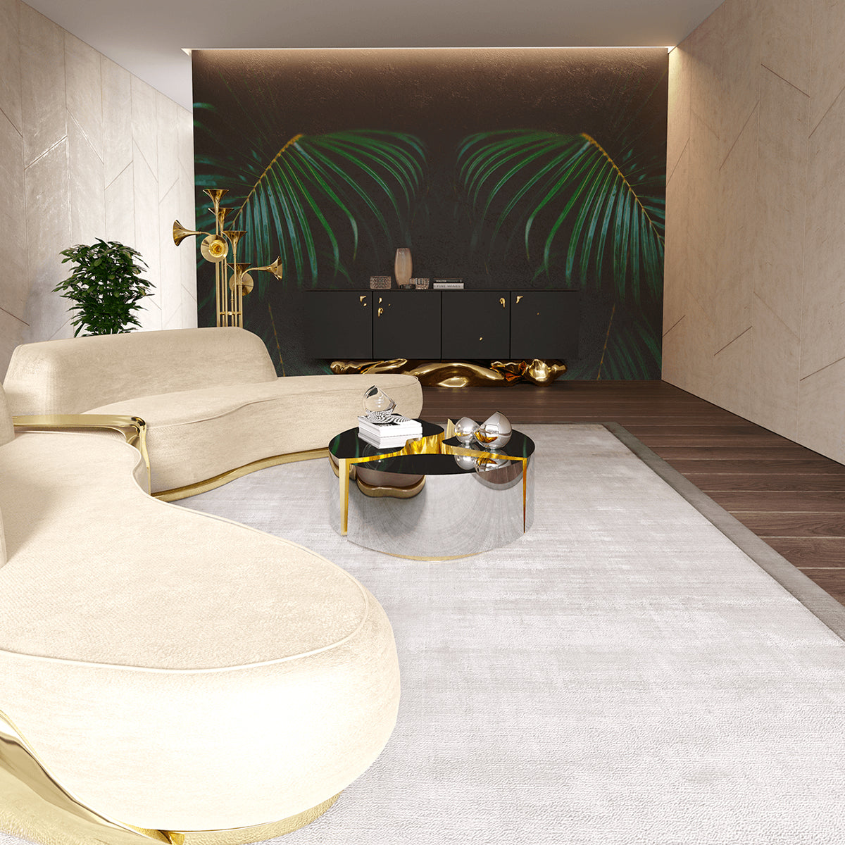 Brass Sculptural Form Dining Table