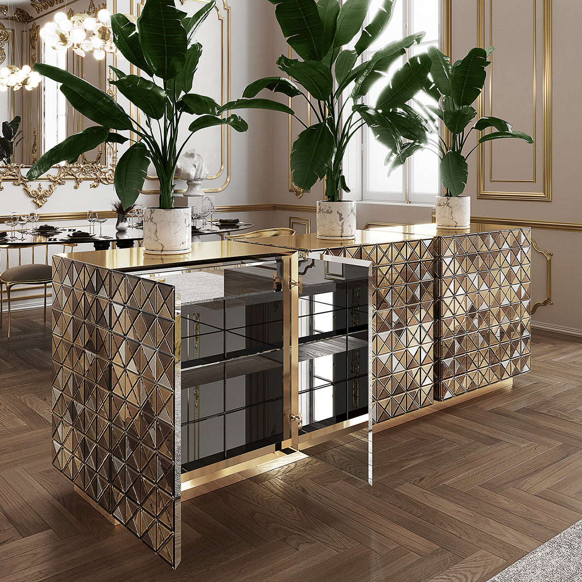 Anodized Metal Sideboard Cabinet