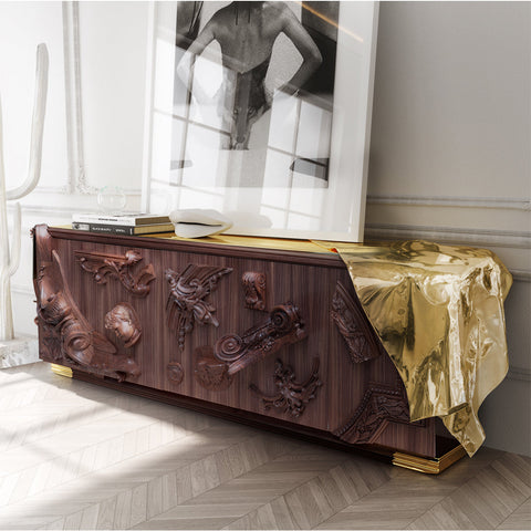 Black Sideboard Buffet Cabinet Hidden Storage