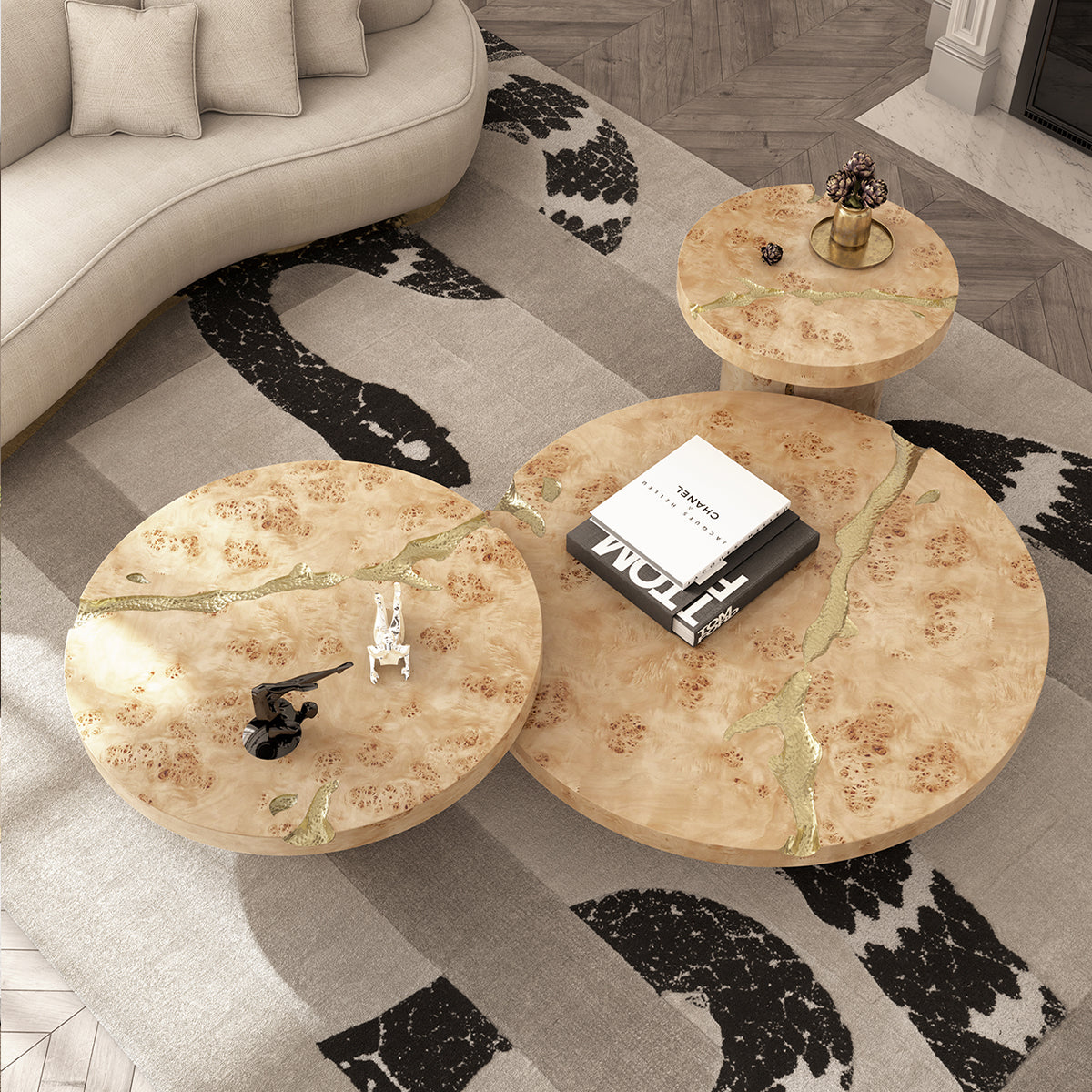 Brass Glass Gold Sculptural Form Coffee Table