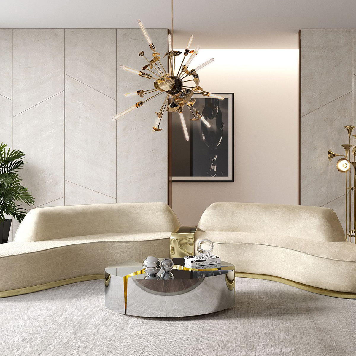 Brass Sculptural Form Dining Table