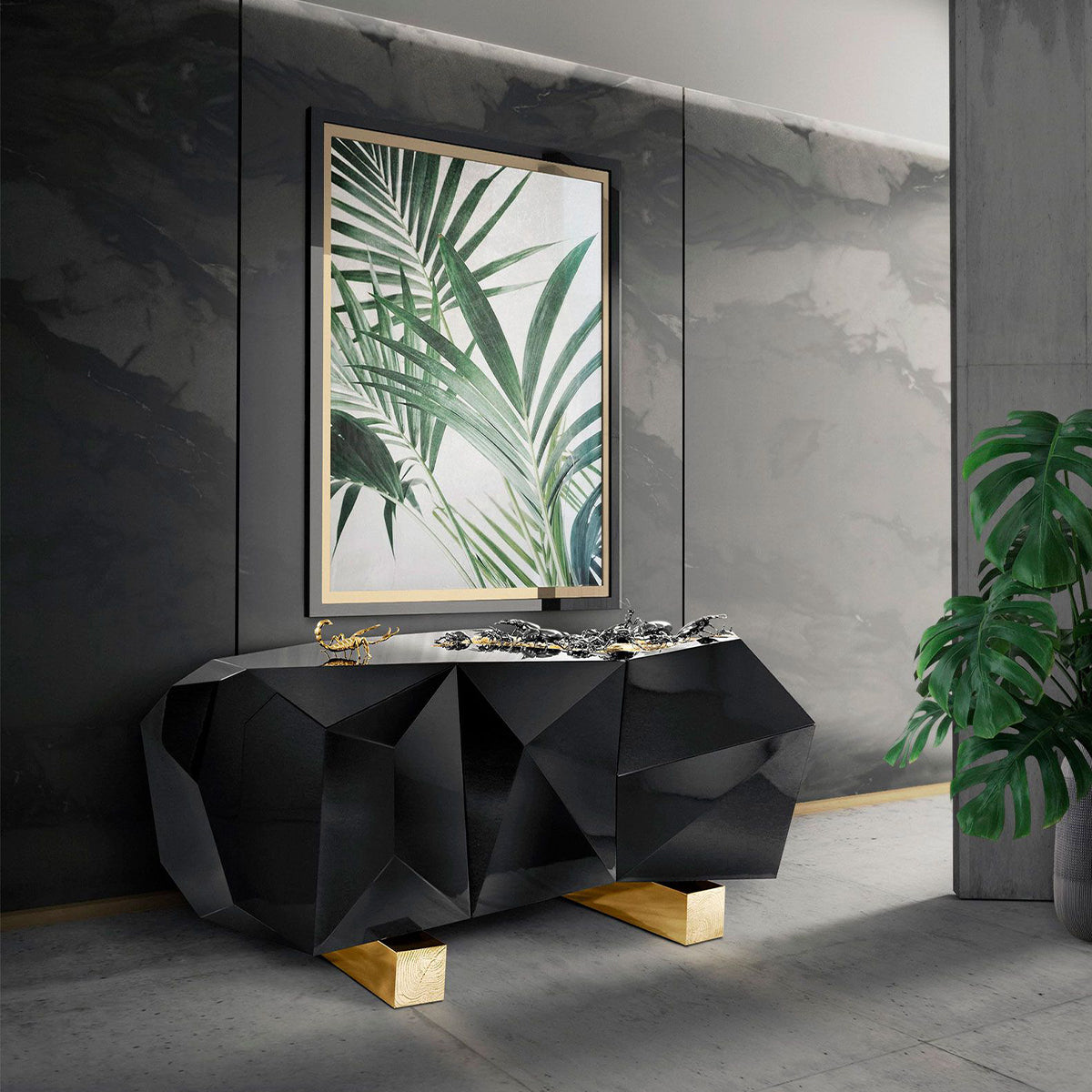 Diamond-Inspired Sideboard Buffet Cabinet