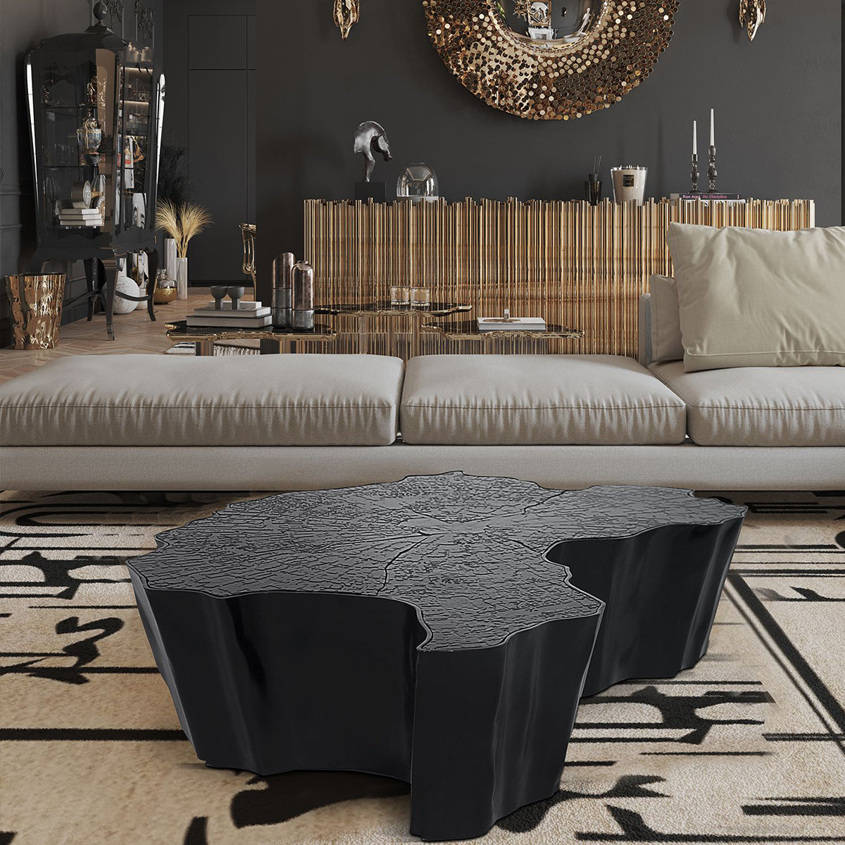 Brass Sculptural Form Coffee Table