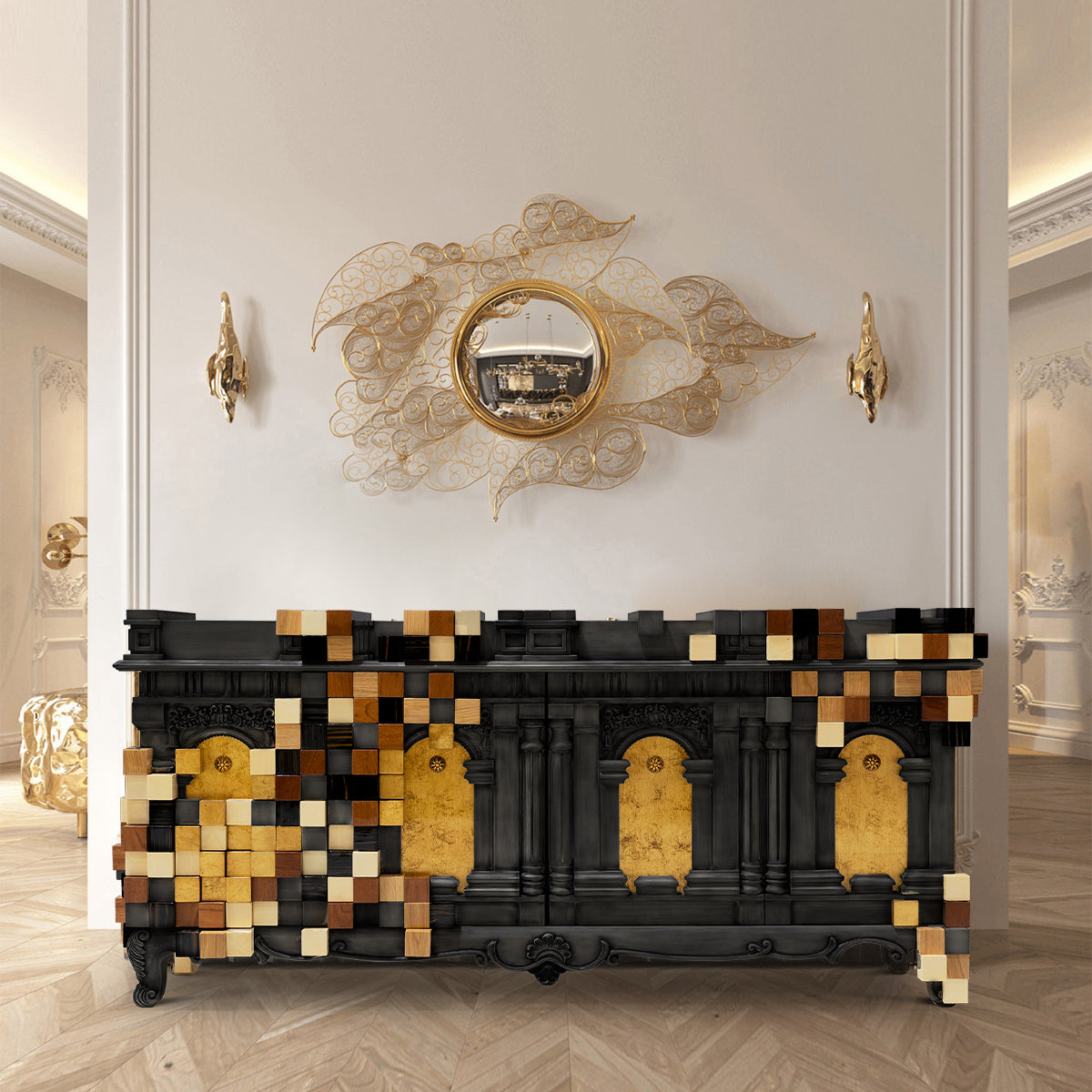 Mirrored Sideboard Buffet Cabinet