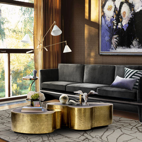 Brass Sculptural Form Coffee Table Living Room