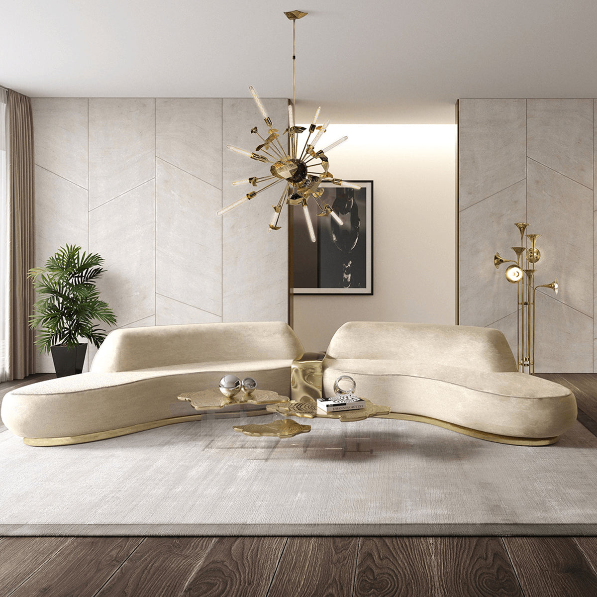 Brass Sculptural Form Coffee Table