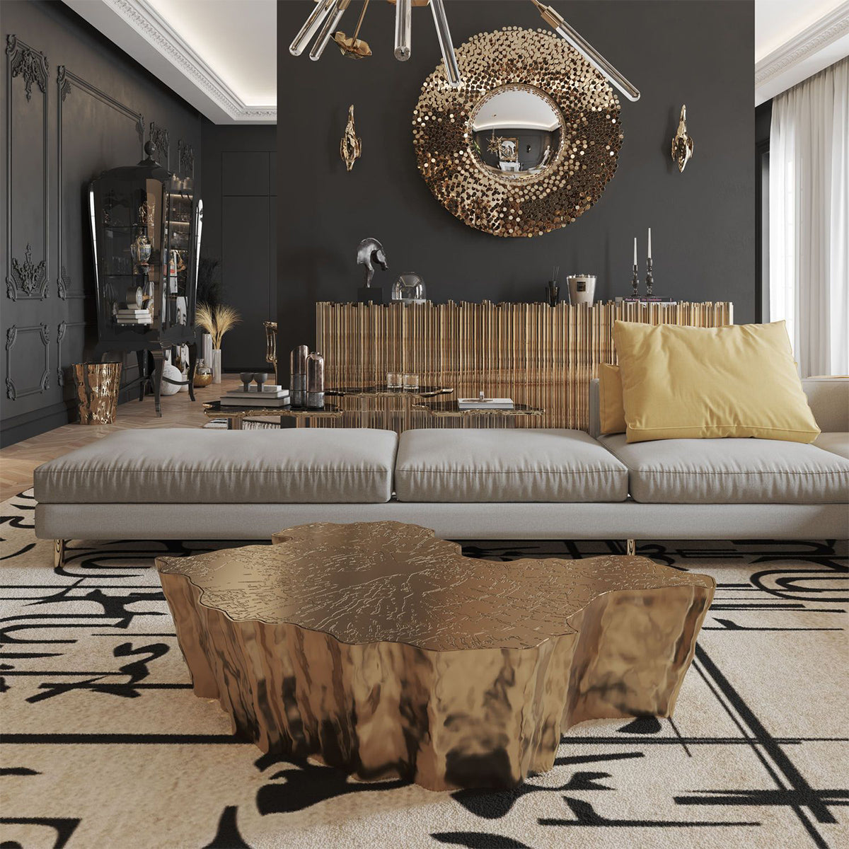 Brass Sculptural Form Coffee Table