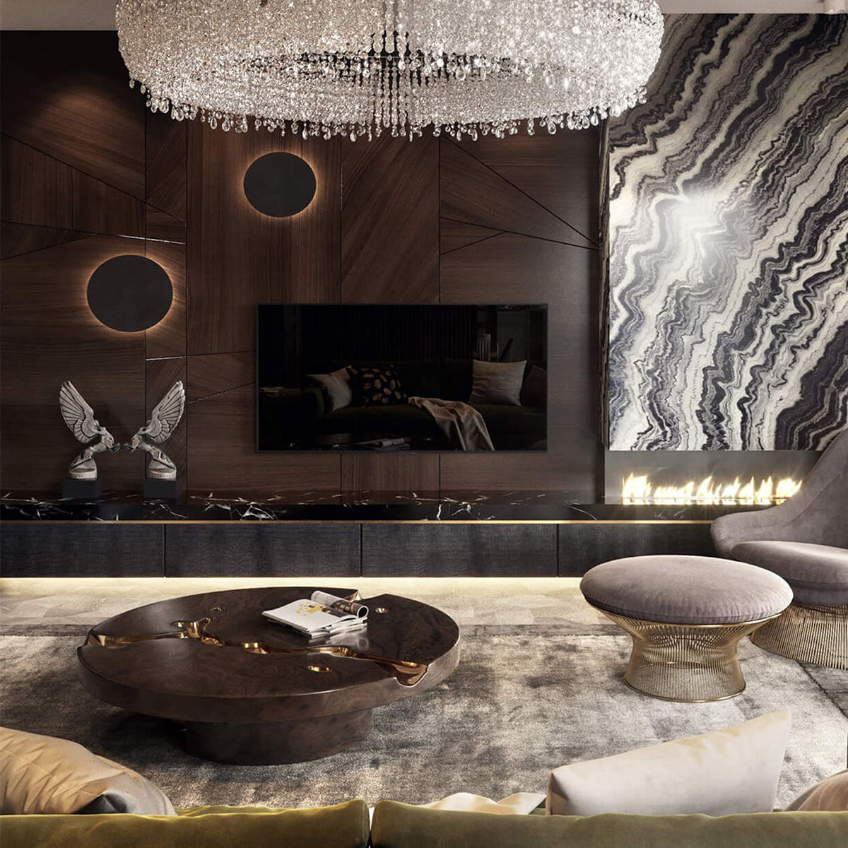 Brass Glass Gold Sculptural Form Coffee Table