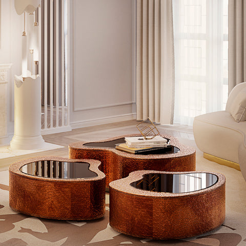 Brass Sculptural Form Coffee Table Living Room