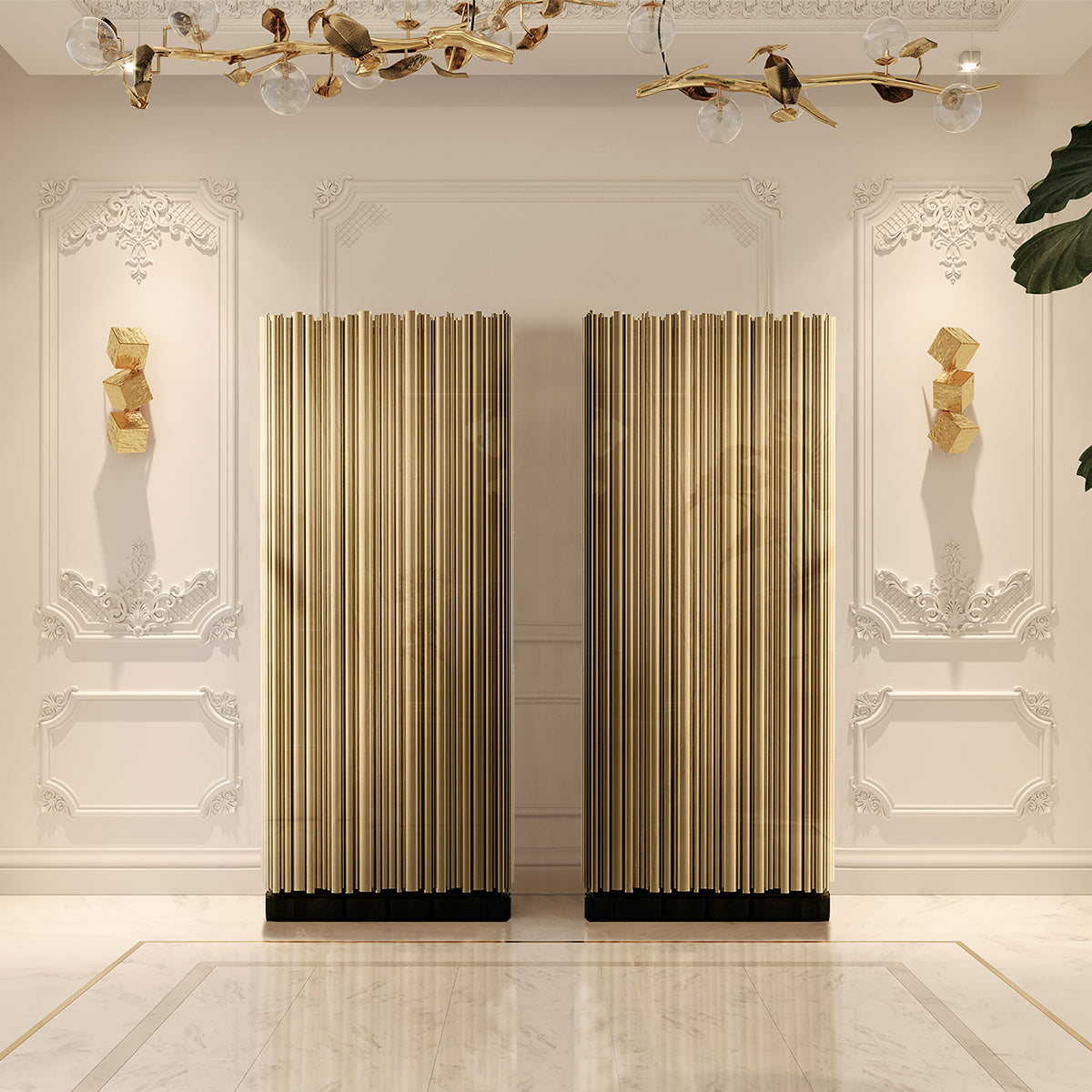 Brass Glass Hidden Storage Display Cabinet Glass Shelves