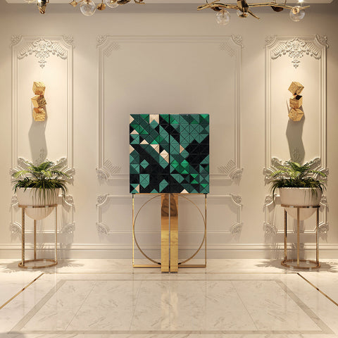 Mirrored Lacquer Black Bar Cabinet