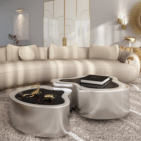 Brass Sculptural Form Coffee Table Living Room