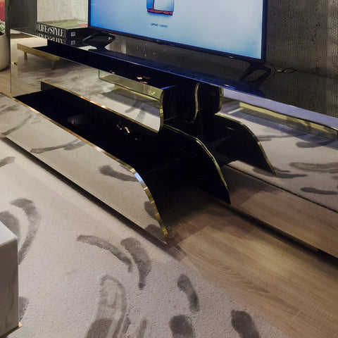Glass Black Storage Drawers Cabinet