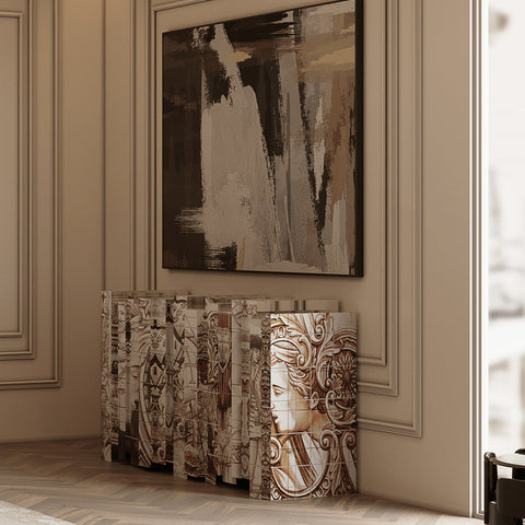 Hand-Painted Tile Sideboard Cabinet