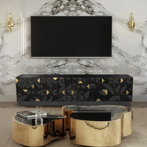 Walnut Brass Black Hidden Storage Cabinet