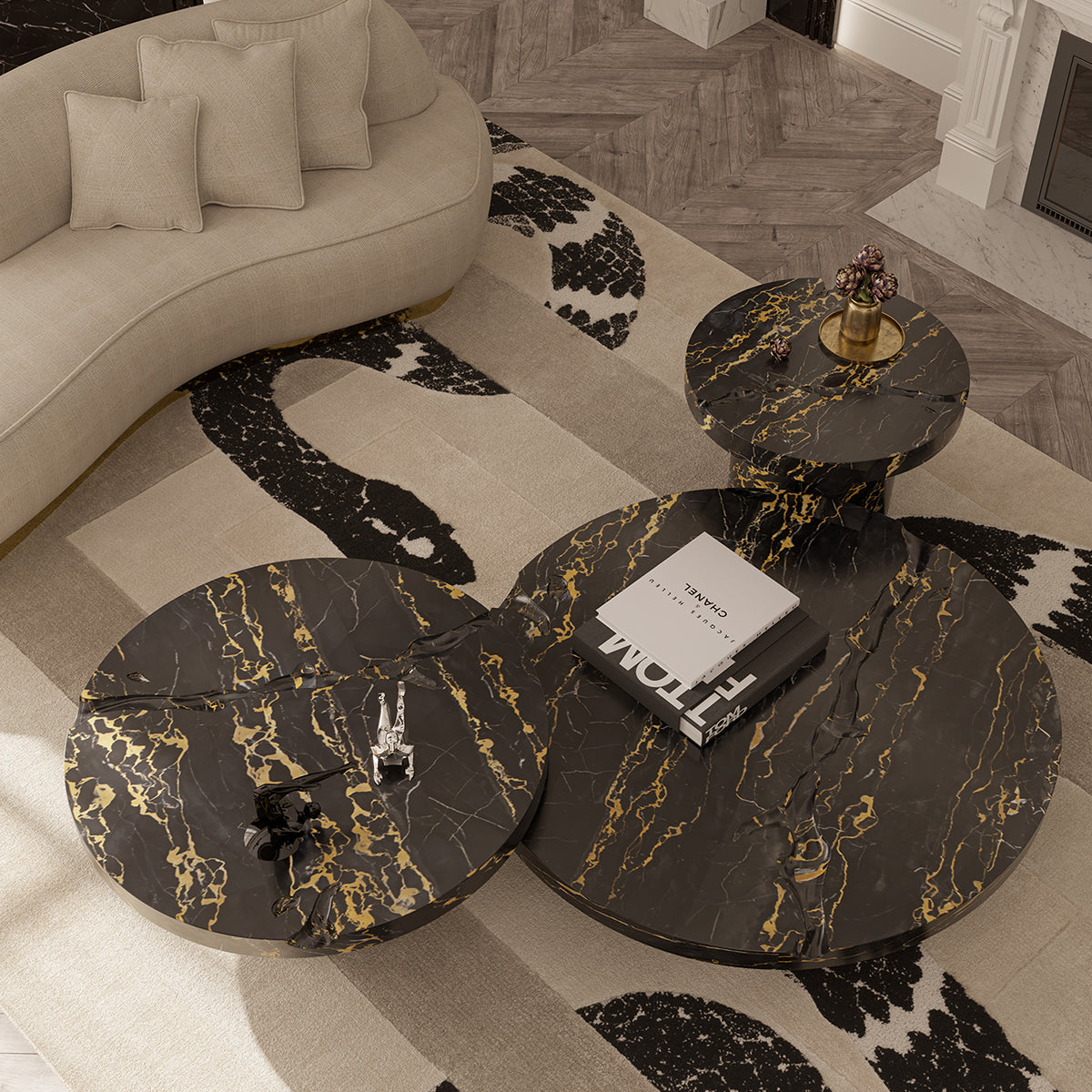 Brass Glass Gold Sculptural Form Coffee Table