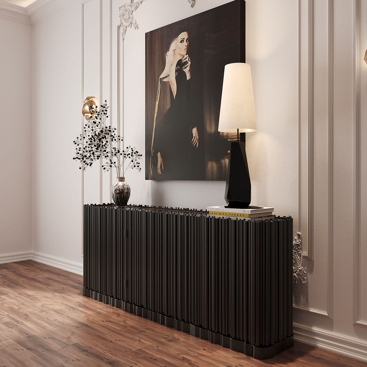 Brass Hidden Storage Sculptural Form Sideboard