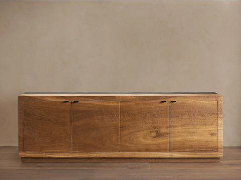 Acacius Industrial Media Console Oxidized Steel Reclaimed Wood Living