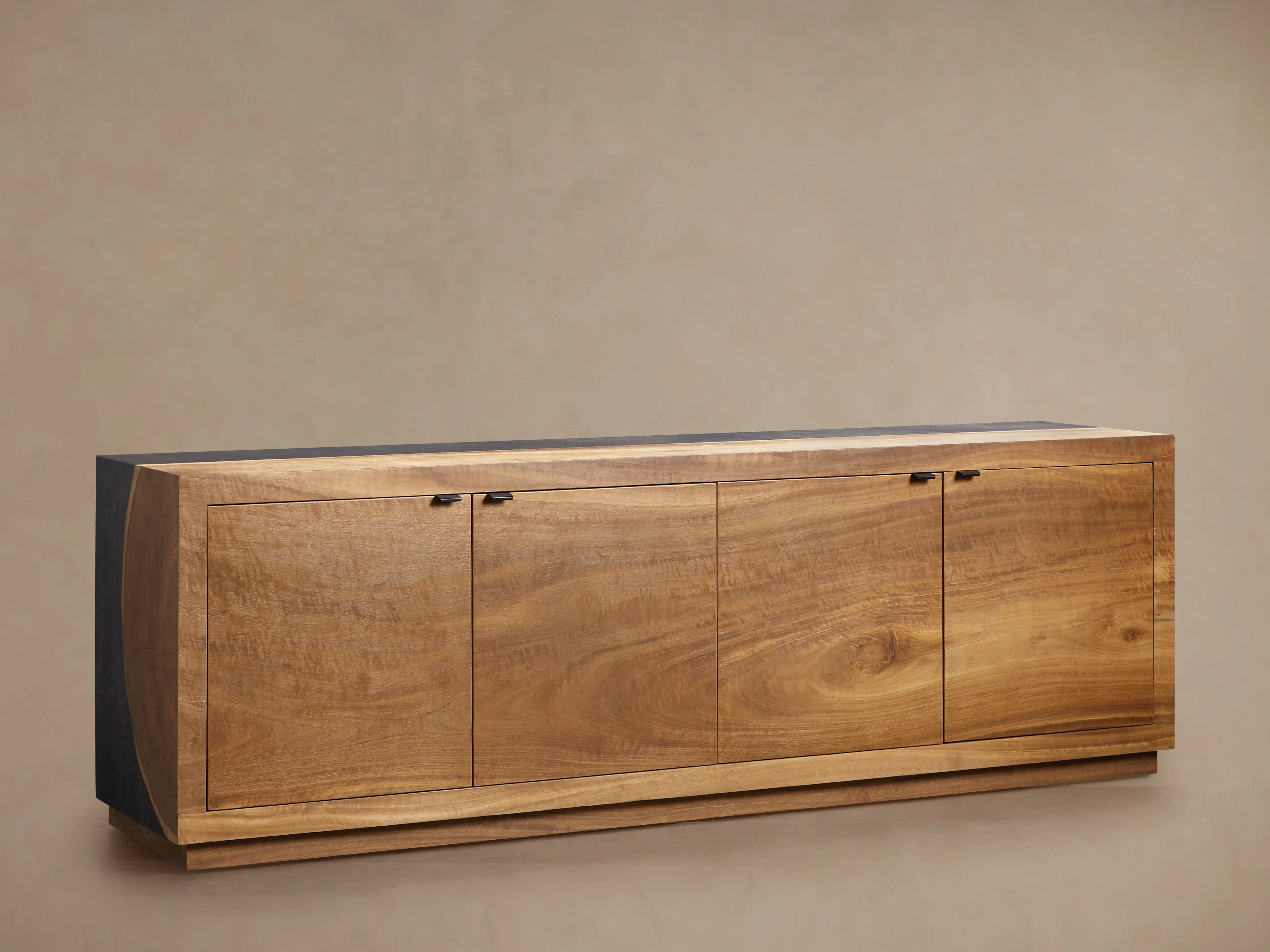 Acacius Industrial Media Console Oxidized Steel Reclaimed Wood Living