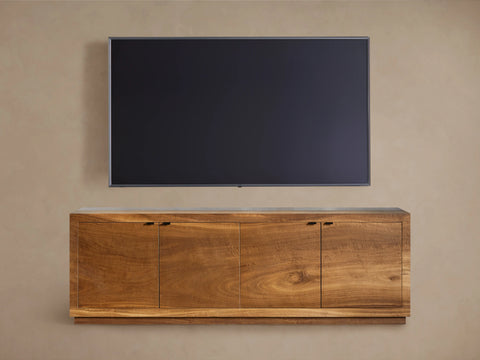 Acacius Industrial Media Console Oxidized Steel Reclaimed Wood Living