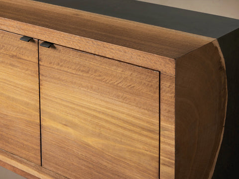 Acacius Industrial Media Console Oxidized Steel Reclaimed Wood Living