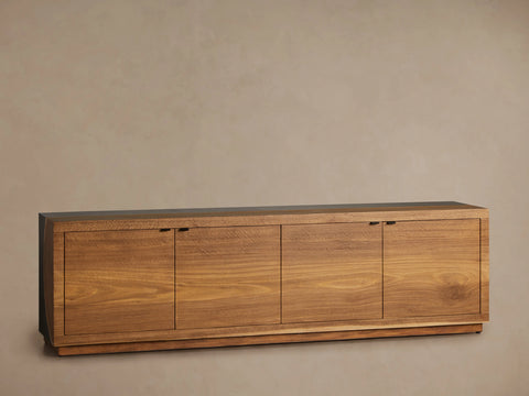 Acacius Industrial Media Console Oxidized Steel Reclaimed Wood Living