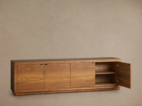 Acacius Industrial Media Console Oxidized Steel Reclaimed Wood Living